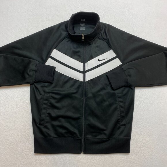 Nike Track Jacket Men's M Black Chevron Full Zip Active Pockets Windbreaker - Picture 2 of 12